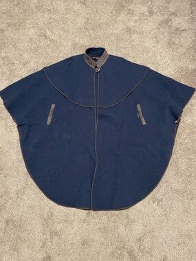 GEIGER Navy Tyrol Wool Cape Poncho 38